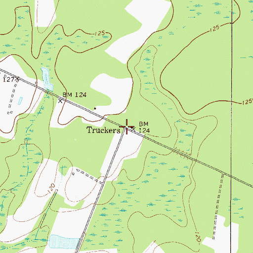 Topographic Map of Truckers, GA