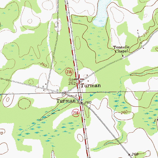 Topographic Map of Turman, GA