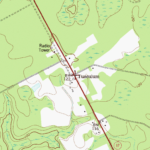Topographic Map of Tusculum, GA