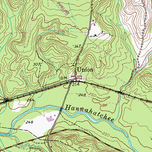 Topographic Map of Union, GA