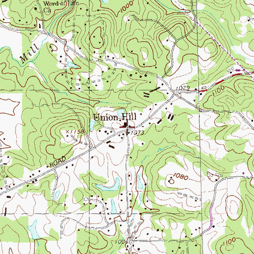 Topographic Map of Union Hill, GA