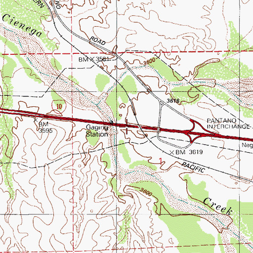 Topographic Map of Pantano Underpass, AZ