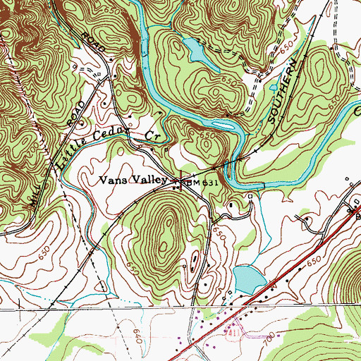 Topographic Map of Vans Valley, GA