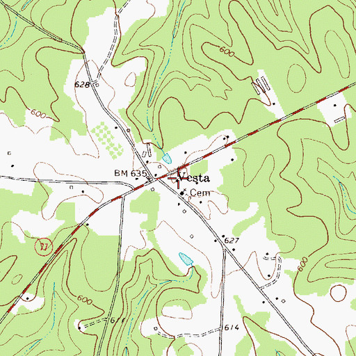 Topographic Map of Vesta, GA