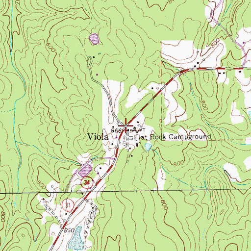 Topographic Map of Viola, GA
