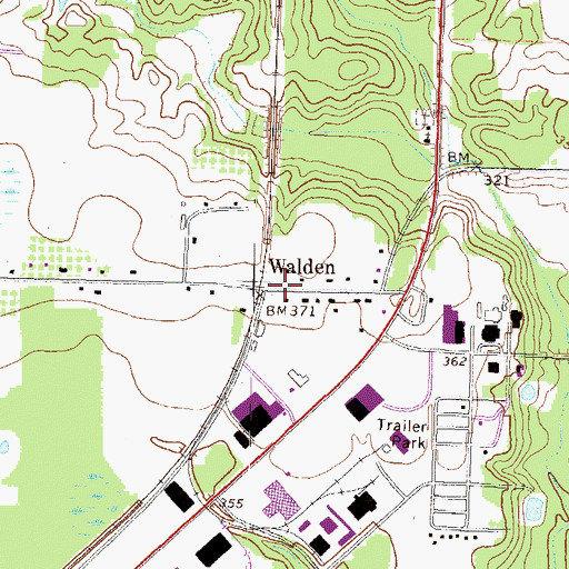 Topographic Map of Walden, GA