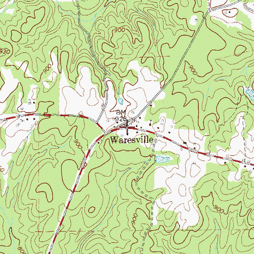 Topographic Map of Waresville, GA