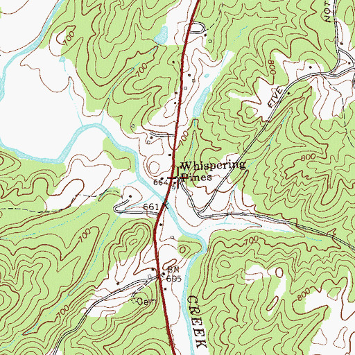 Topographic Map of Whispering Pines, GA