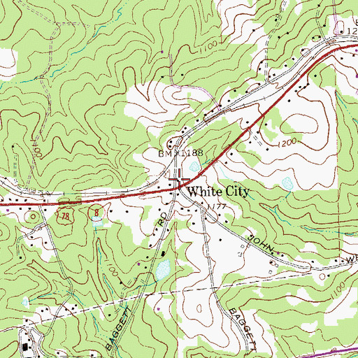 Topographic Map of White City, GA