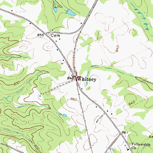 Topographic Map of Whitney, GA