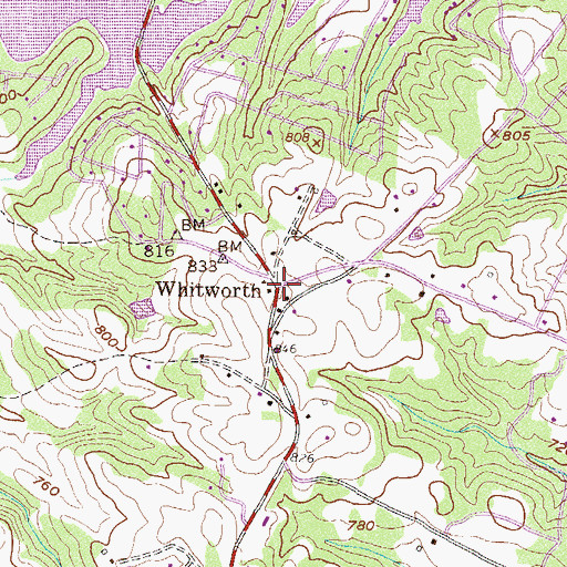 Topographic Map of Whitworth, GA