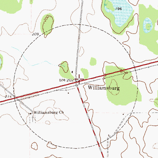 Topographic Map of Williamsburg, GA