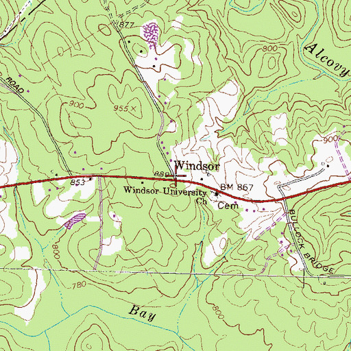 Topographic Map of Windsor, GA