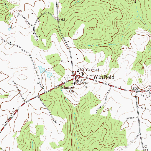 Topographic Map of Winfield, GA