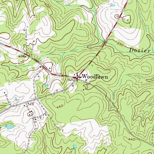 Topographic Map of Woodlawn, GA