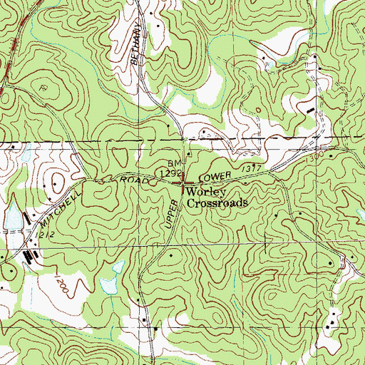 Topographic Map of Worley Crossroads, GA