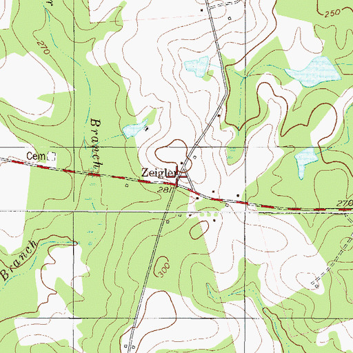 Topographic Map of Zeigler, GA