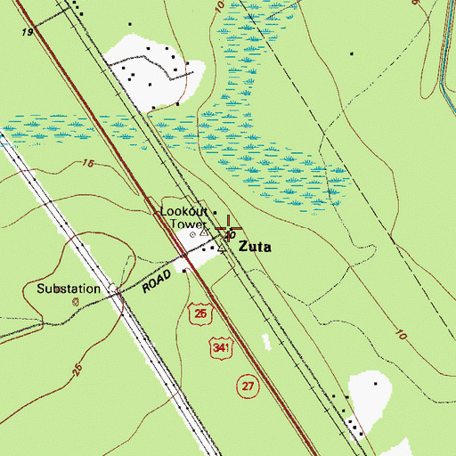 Topographic Map of Zuta, GA