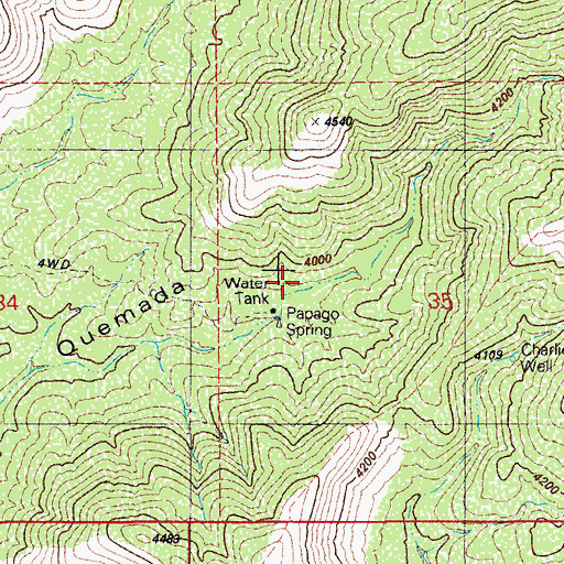Topographic Map of Papago Spring, AZ