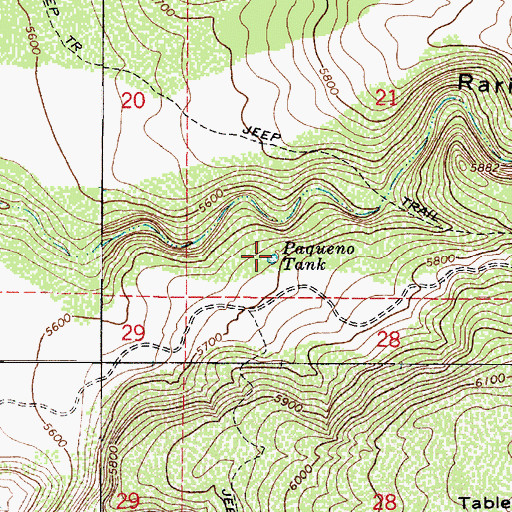 Topographic Map of Paqueno Tank, AZ
