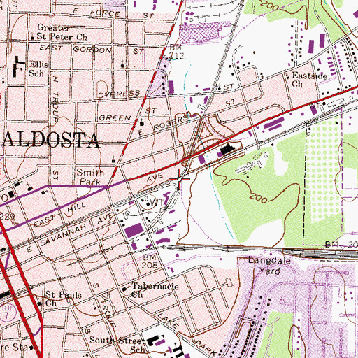 Topographic Map of Lowndes County, GA