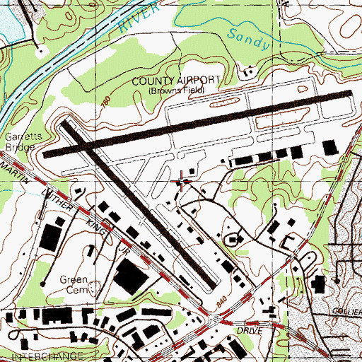 Topographic Map of Fulton County Airport-Brown Field, GA