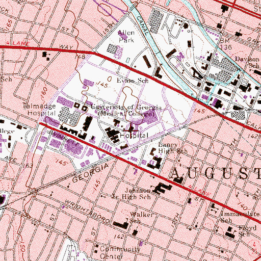 Topographic Map of University Hospital Number 2 Heliport, GA