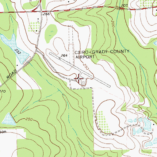 Topographic Map of Cairo-Grady County Airport, GA