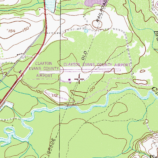 Topographic Map of Claxton-Evans County Airport, GA