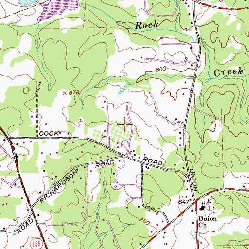 Topographic Map of Jims Private Airport (historical), GA