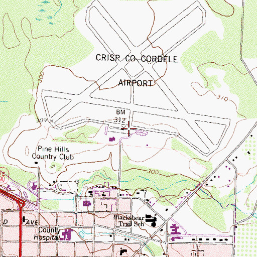Topographic Map of Crisp County-Cordele Airport, GA