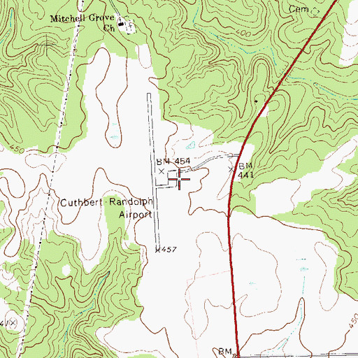 Topographic Map of Lower Chattahoochee Regional Airport, GA