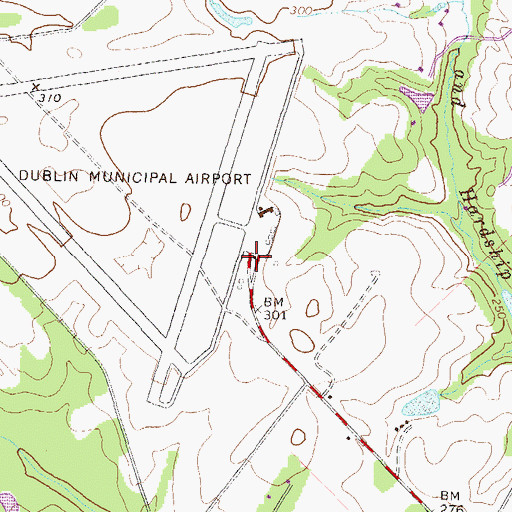 Topographic Map of W H 'Bud' Barron Airport, GA