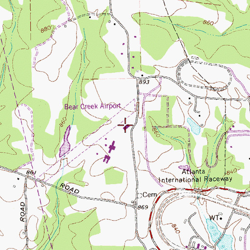 Topographic Map of Atlanta South Regional Airport, GA