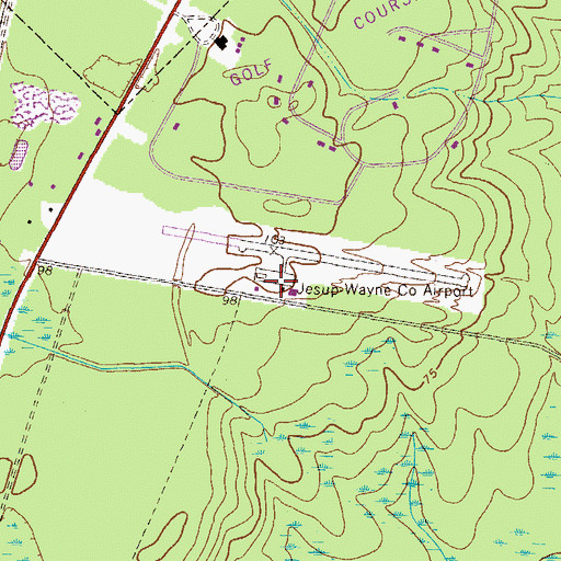 Topographic Map of Jesup-Wayne County Airport, GA