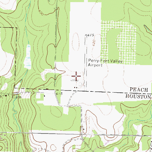 Topographic Map of Perry-Houston County Airport, GA