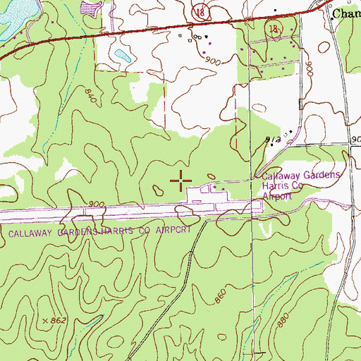 Topographic Map of Harris County Airport, GA