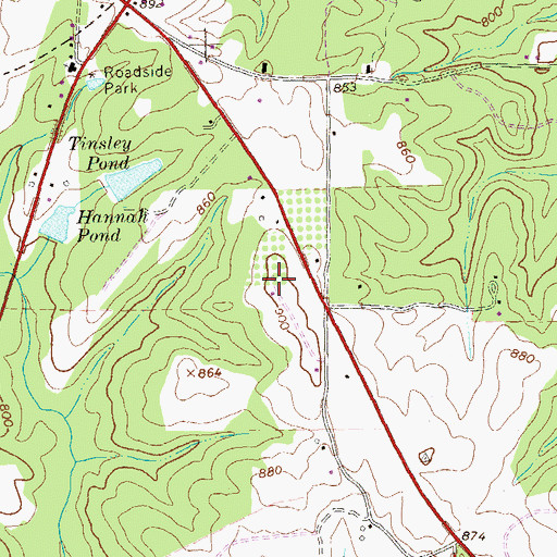 Topographic Map of Big 'T' Airport, GA