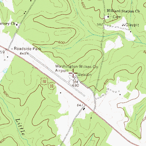 Topographic Map of Washington-Wilkes County Airport, GA
