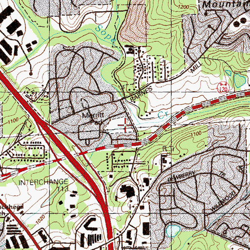 Topographic Map of Merritt Park, GA