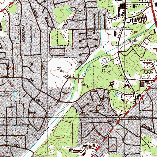 Topographic Map of Fair Oaks Park, GA