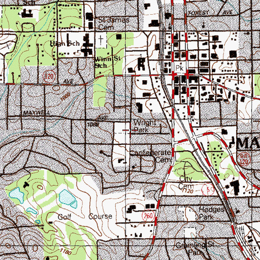 Topographic Map of Wright Park, GA