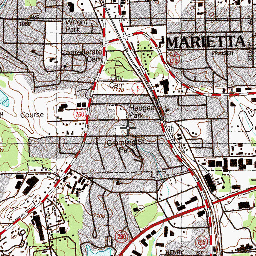 Topographic Map of Gramling Street Park, GA