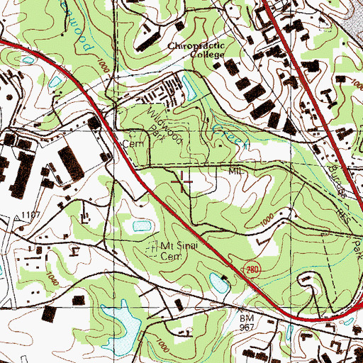Topographic Map of Wildwood Park, GA