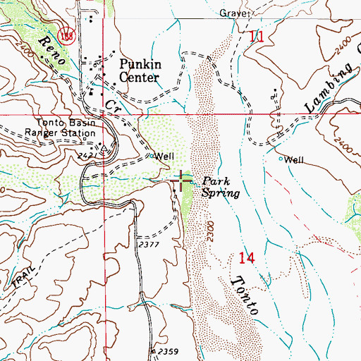 Topographic Map of Park Spring, AZ