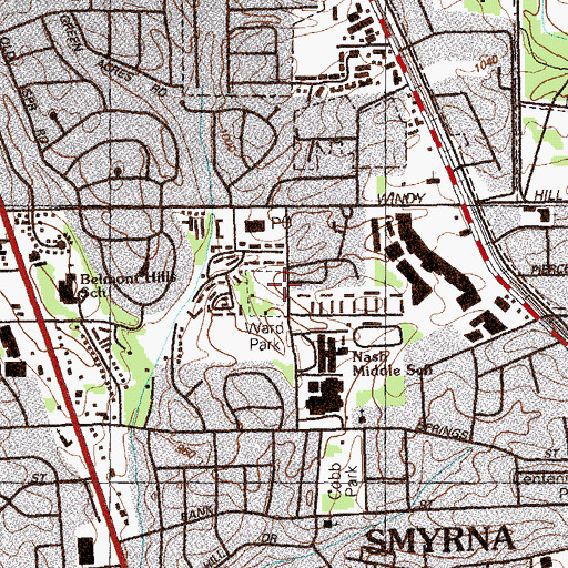 Topographic Map of Ward Park, GA