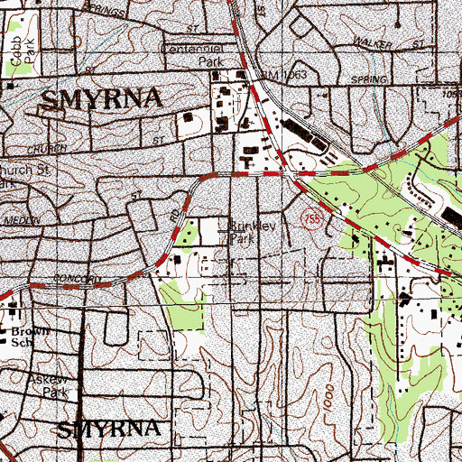 Topographic Map of Brinkley Park, GA