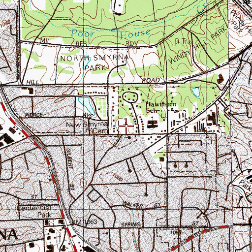 Topographic Map of New Smyrna Cemetery, GA