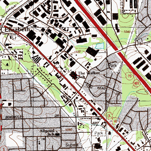 Topographic Map of The Walker School, GA