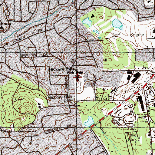 Topographic Map of Hickory Hills Elementary School, GA